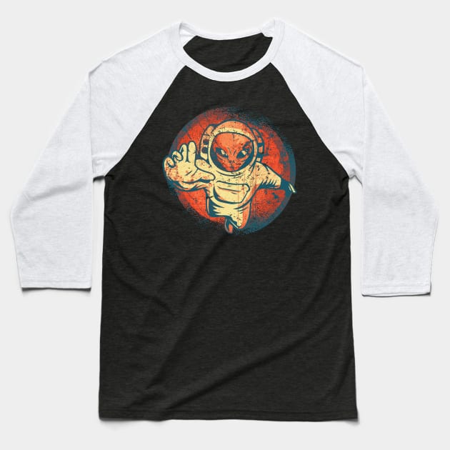 Alien Ufo Astronaut Space Baseball T-Shirt by Lionstar